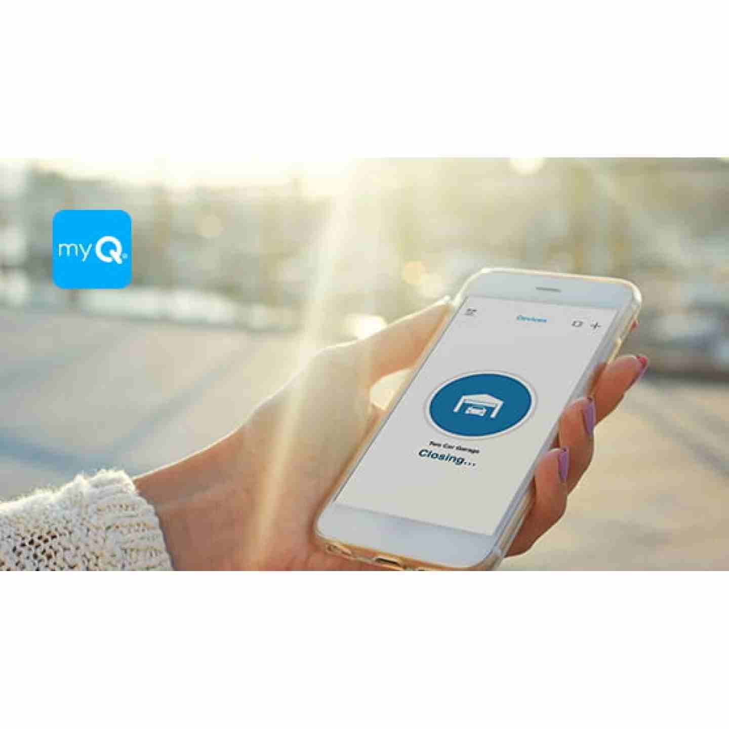 Homeowner Using myQ App to Close Garage Door